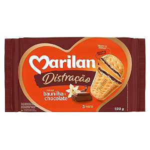 Biscoito Marilan Sabor Baunilha e Chocolate - Pacote com 320G