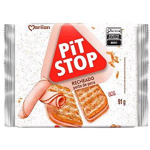 Biscoito Recheado Pit Stop Sabor Peito de Peru - Pacote com 91G