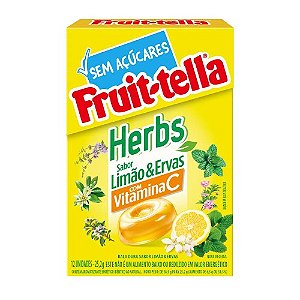 Bala Fruit-Tella Sabor Limão e Ervas - Caixa com 25,2G