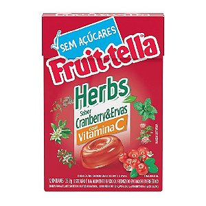 Bala Fruit-Tella Sabor Cranberry e Ervas - Embalagem com 25,2G