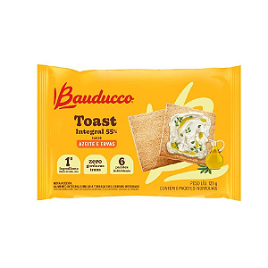 Toast Integral 54% Sabor Azeite e Ervas Bauducco - Pacote com 128G