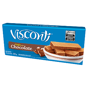 Biscoito Wafer Sabor Chocolate Visconti - Pacote com 120G