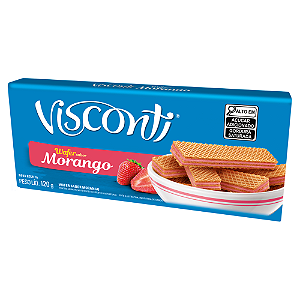 Biscoito Wafer Sabor Morango Visconti - Pacote com 120G