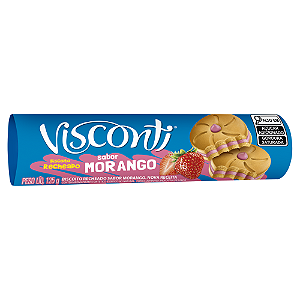 Biscoito Recheado Sabor Morango Visconti - Pacote com 125G