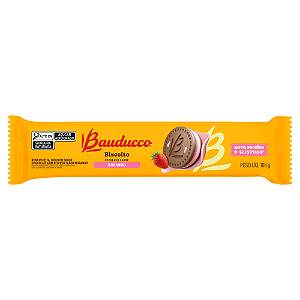 Biscoito Recheado Sabor Morango Bauducco - Pacote com 108G