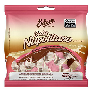 Bala Dura Erlan Sabor Napolitano - Embalagem com 500G