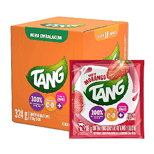 Refresco em Pó Tang Sabor Morango - Display com 18 Unidades