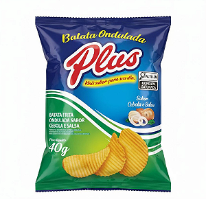 Batata Frita Ondulada Plus Sabor Cebola e Salsa - Pacote com 40G
