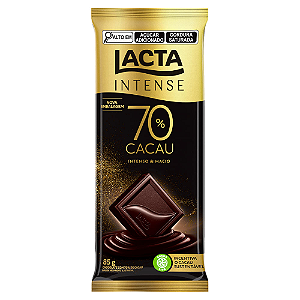 Chocolate Lacta Intense 70% Cacau - Embalagem com 85G