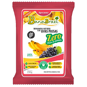 Doce BanaBrasil Bananada Natural com Uvas Passas Zero - Embalagem com 230G