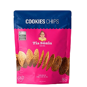Cookies Chips Caramelo com Flor de Sal Tia Sônia - Embalagem com 80G
