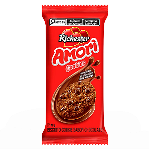 Cookie Richester Amori Chocolate com Gotas de Chocolate - Embalagem com 40G