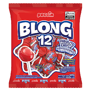 Pirulito Blong 12 Sabor Morango - Pacote com 600G