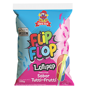Pirulito Flip Flop Chinelinho Sabor Tutti-Frutti - Embalagem com 350G