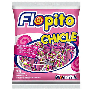 Pirulito Flopito Chicle Sabor Cereja - Pacote com 500G