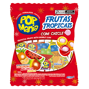Pirulito Pop Mania Frutas Tropicais - Pacote com 500G