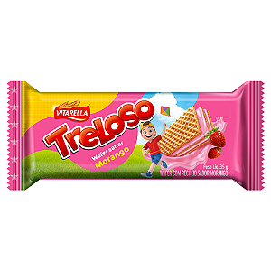 Biscoito Wafer Treloso Sabor Morango - Embalagem com 35G