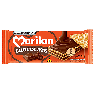 Biscoito Wafer Marilan Sabor Chocolate - Embalagem com 70G
