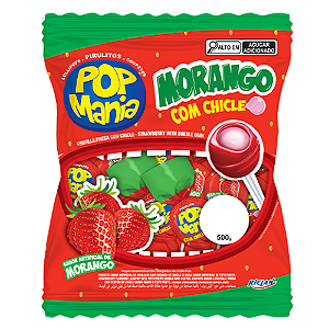 Pirulito Pop Mania Sabor Morango - Embalagem com 500G
