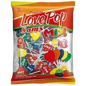 Pirulito Love Pop Mix - Pacote com 600G
