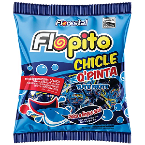 Pirulito Flopito Chicle Pinta Língua Azul - Pacote com 500G