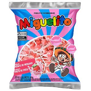 Pirulito Miguelito Sabor Yogurte de Morango - Pacote com 300G