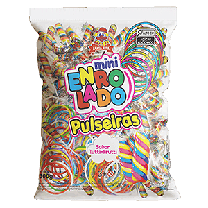 Pirulito Mini Enrolado com Pulseira - Pacote com 300G