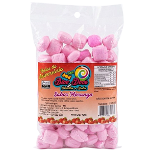 Bala de Aniversário Bico Doce Sabor Morango - Pacote com 400G