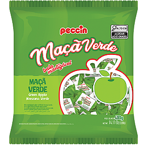 Bala Mastigável Peccin Maçã Verde - Embalagem com 400G