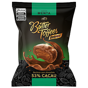 Bala Butter Toffes Intense Menta 53% Cacau - Embalagem com 500G