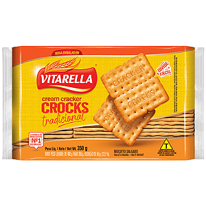 Biscoito Vitarella Salgado Cream Cracker Sabor Pão Assado - Pacote com 350G