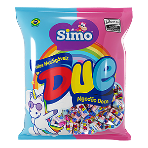 Bala Mastigável Simo Due Sabor Algodão Doce - Embalagem com 300G