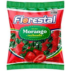 Bala Dura Recheada Florestal Sabor Morango - Embalagem com 500G
