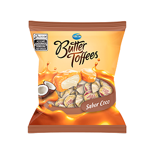 Bala Butter Toffees Sabor Coco - Embalagem com 90G