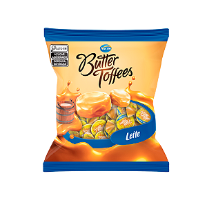 Bala Butter Toffees Sabor Leite - Embalagem com 90G