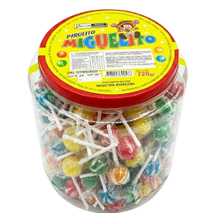 Pirulito Miguelito Colorido - Pote com 720G