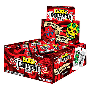 Chiclete Buzzy Tatuagem Tribal Sabor Tutti Frutti - Embalagem com 360G