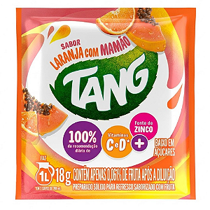 Refresco em Pó Tang Sabor Laranja e Mamão - Embalagem com 18G