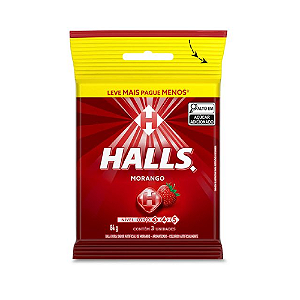 Bala Halls Sabor Morango - Embalagem com 84G
