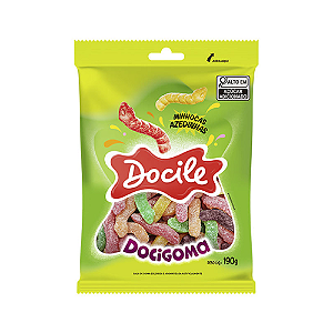 Bala de Goma Docile Minhocas Azedinhas - Embalagem com 190G