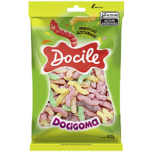 Bala de Goma Docile Minhocas Azedinhas - Embalagem com 900G