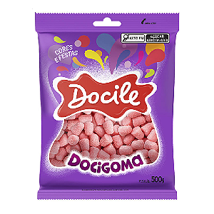 Bala de Goma Mini Docile Rosa - Embalagem com 500G