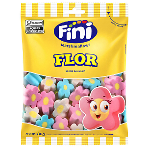 Marshmallow Fini Flor Colorido Sabor Baunilha - Embalagem com 80G