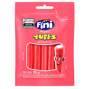 Gelatina Fini Tubes Sabor Morango - Embalagem com 35G