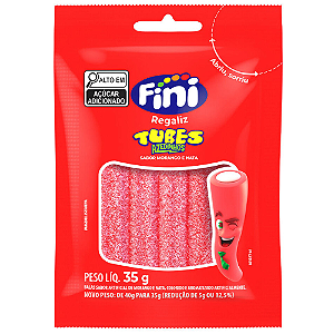Gelatina Fini Tubes Morango Azedinho - Embalagem com 35G