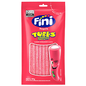 Gelatina Fini Tubes Azedinho Morango - Embalagem com 80G