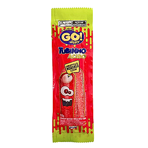 Bala Go Jelly Tubinho Ácido Sabor Morango - Embalagem com 15G