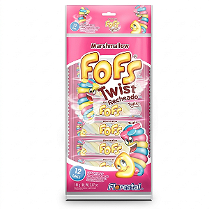 Marshmallow Florestal Fofs Twist Recheado Colorido - Embalagem com 144G