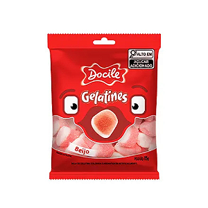 Gelatina Docile Beijos Sabor Morango - Embalagem com 15G