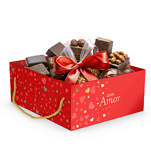 Cesta Quadrada Amor com Alça